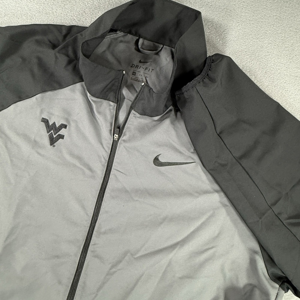 Nike West Virginia Jacket Mens 3XL Gray Full Zip Team Issued Windbreaker Dri Fit